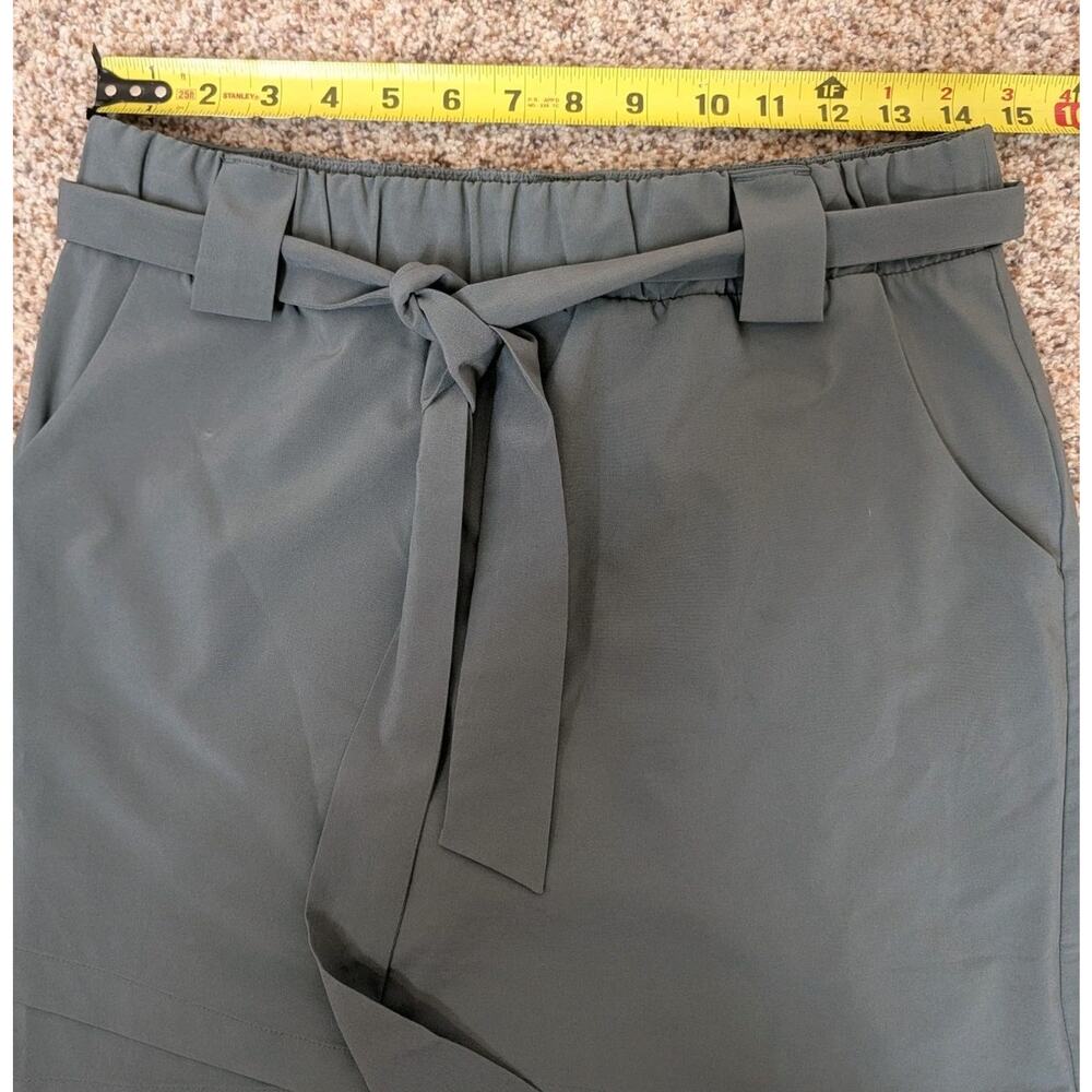 Athleta Skort Shorts Womens S Skyline Paper Bag Tie Elastic Waist Olive Green - Picture 6 of 9